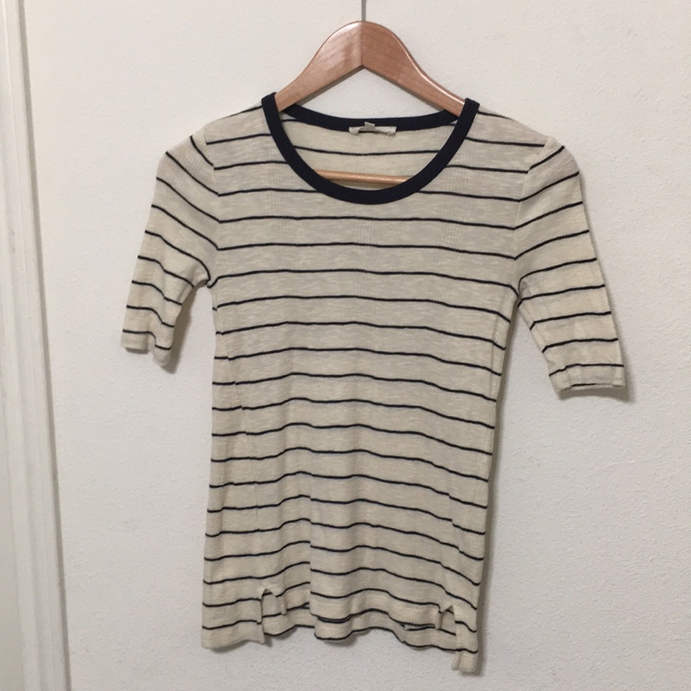 Madewell Cream and Navy Striped Top size XS.